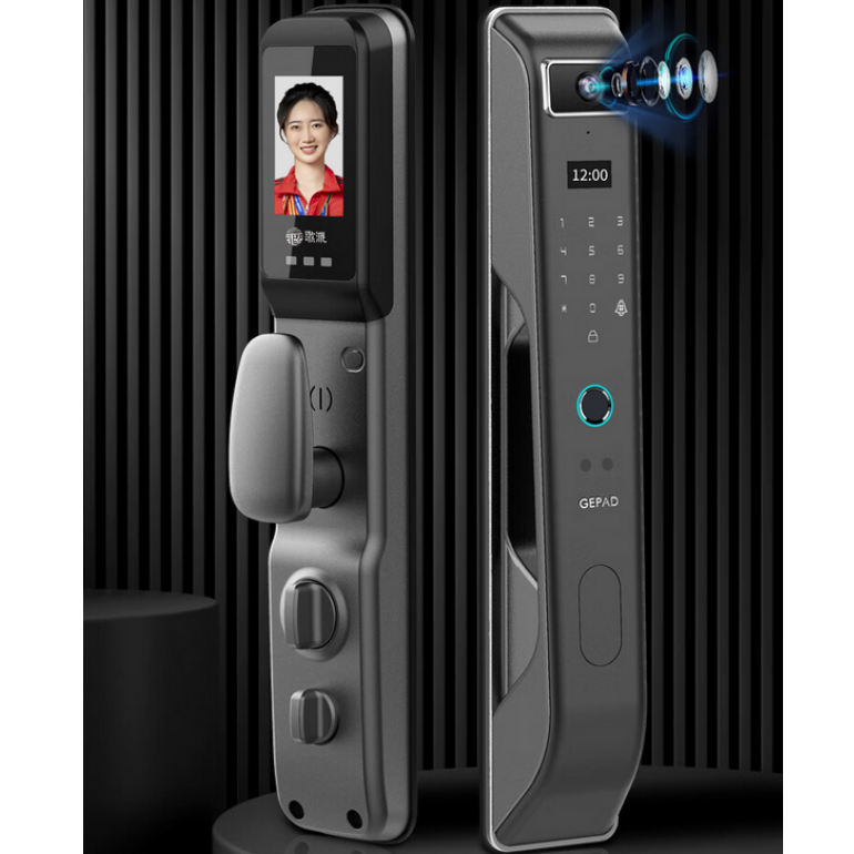 指纹锁 歌派/Gepad G5S 指纹解锁, 钥匙解锁, 密码解锁, 手机APP 执手式 灰色