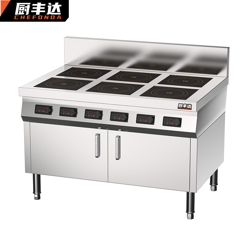 电磁炉 厨丰达 CFD-BZ6B 落地式 按键式 一体面板 6个 不锈钢色