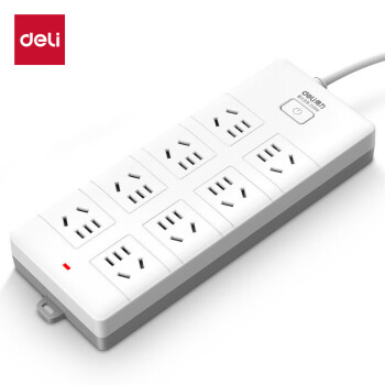 接线板 得力/deli 18262-10 总控开关 8孔