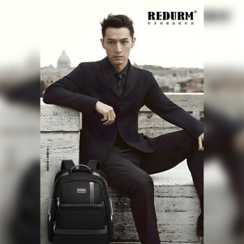瑞德姆（REDURM）休闲书包男商务双肩包男韩版背包男潮大容量中学生书包轻便旅行包 黑色 长宽高：43*30*19CM
