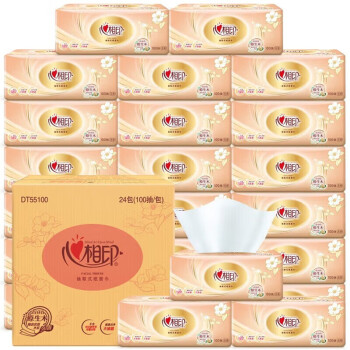 DT55100（箱装）心相印金装经典系列24包100抽3层塑装纸面巾