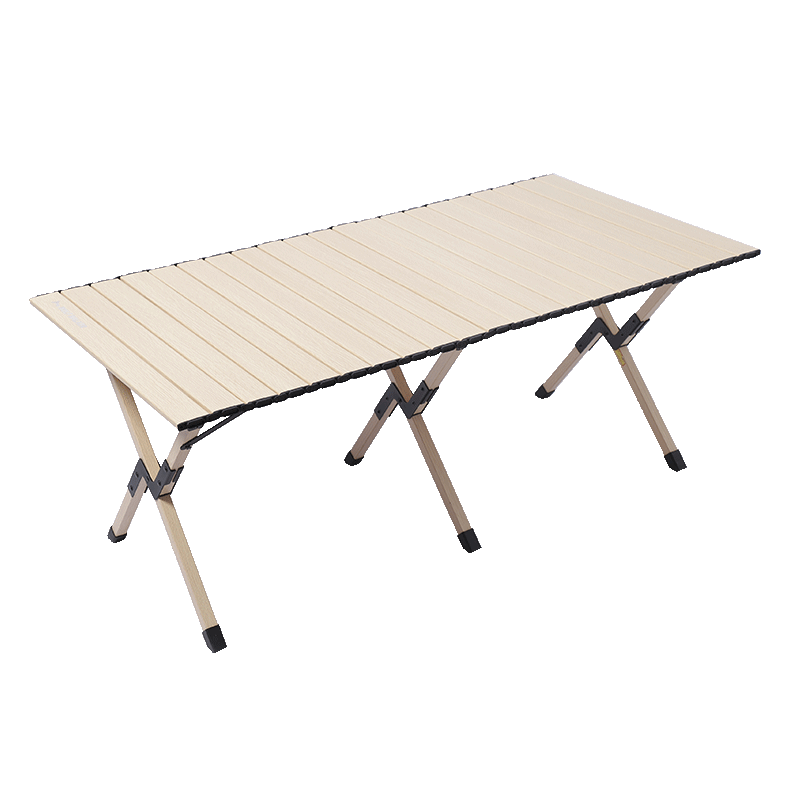 狼行者 户外实木蛋卷桌便携式折叠桌车载野外露营烧烤野餐松木桌子 大号