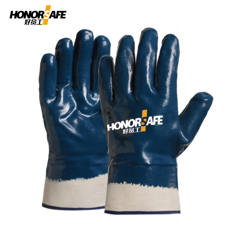 好员工DJ900全挂帆布防油丁腈手套 大口加厚帆布挂胶耐磨油漆电焊工加油站劳保手套 大口满挂浸胶