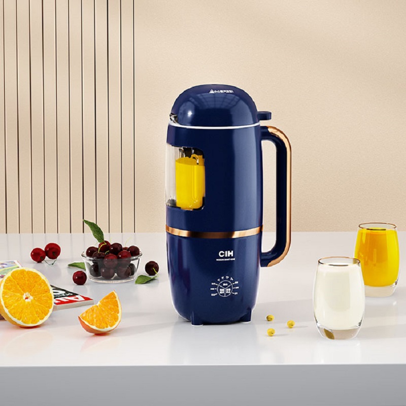 CIH迷你破壁机小型多功能全自动家用智能免过滤料理豆浆机1-2人 深蓝色 800ml 低音破壁