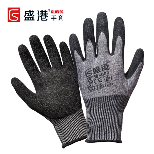 盛港（SHENGGANG）劳保手套 乳胶涂层尼龙 耐寒防滑耐磨 装卸搬运得劲500灰色 12副/包