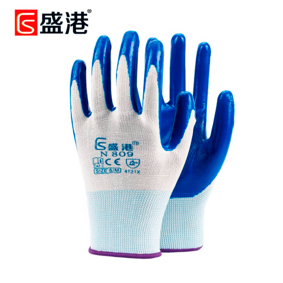 盛港（SHENGGANG）N809线手套劳保棉线耐磨纱手套丁腈浸胶加厚防护工地作业 12付/包