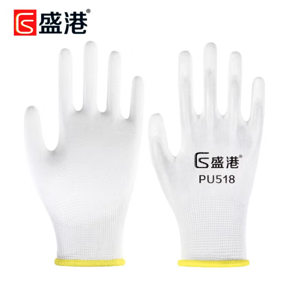 盛港 浸胶涂层劳保手套12双 PU尼龙防滑防静电轻薄舒适轻工防滑PU518 7#