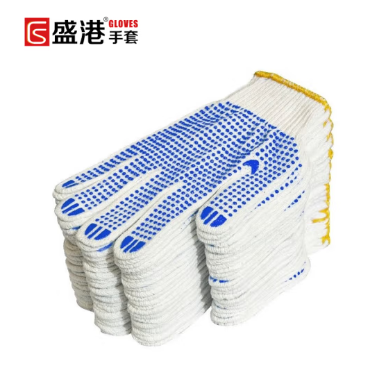 盛港 SG-DJX2 点塑劳保手套10付 棉线点珠防滑耐磨 精装加厚重工业 蓝点胶