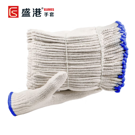 盛港 线手套 12副/打 7针800g棉线劳保手套 装卸维修耐磨防滑工地