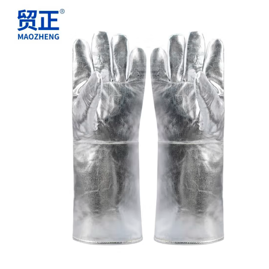 贸正（MaoZheng）芳纶镀铝耐高温手套工业隔热手套300度 38cm银色MZS-GR38