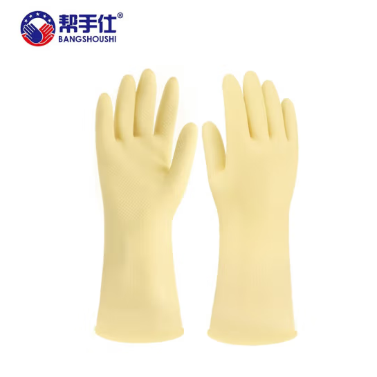 帮手仕 H-10110 38CM乳胶洗衣家务耐磨防水厨房耐用手套 本色 10副/包