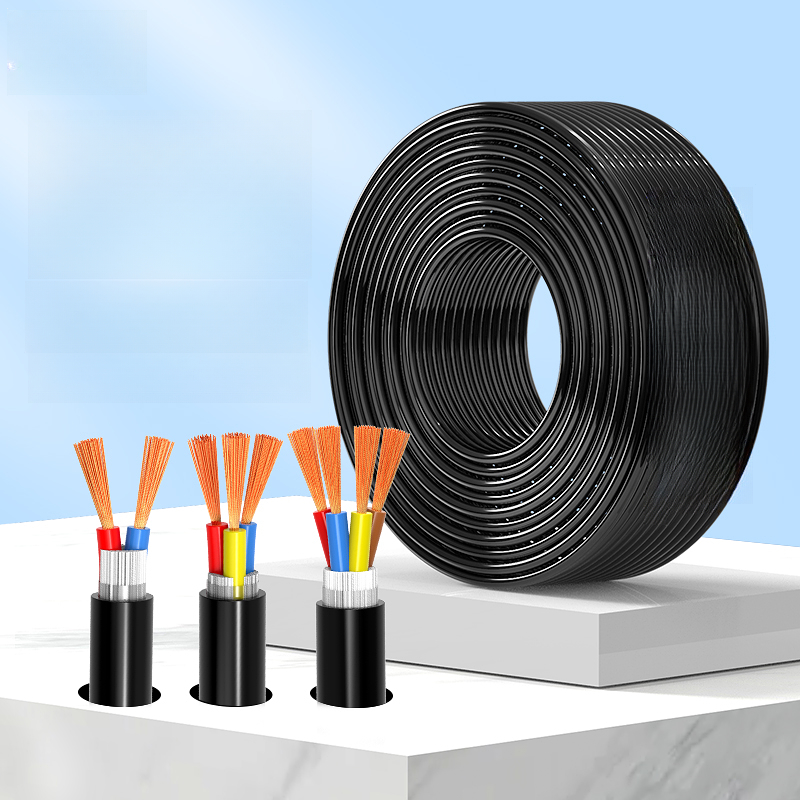 举山 电源线 ZR-RVV2x0.5 2芯 0.5平方 黑色 1米 阻燃 国标多股铜丝软护套线