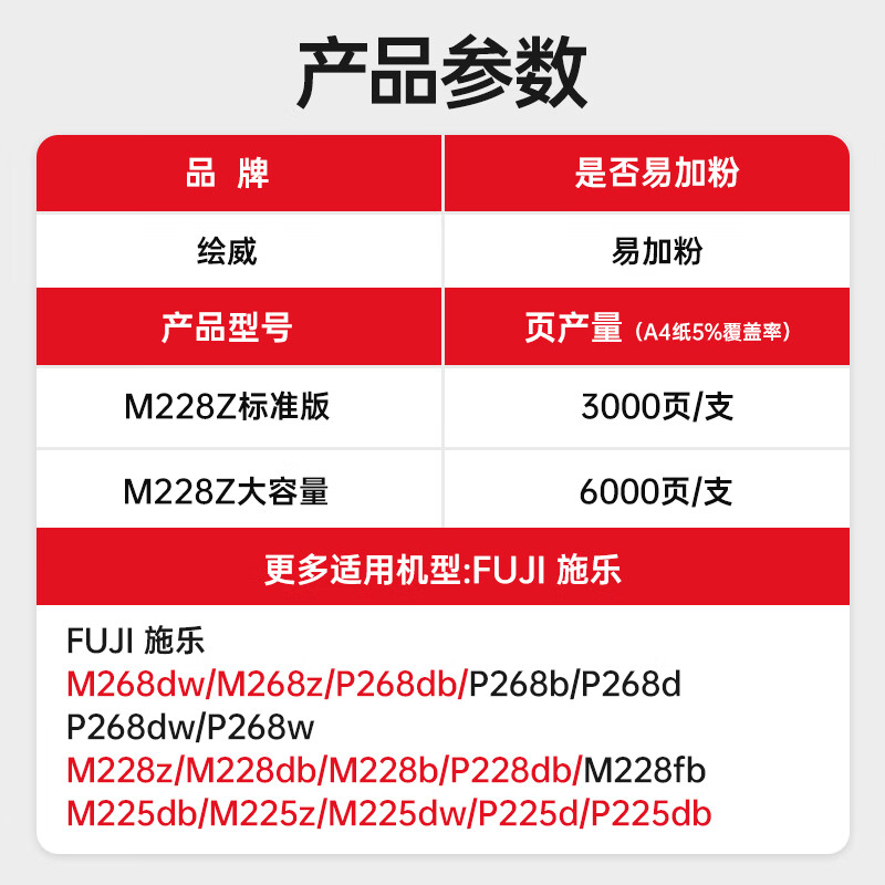 绘威 m268dw硒鼓适用富士施乐m228b墨粉盒m268dw M228db P225D打印机墨盒P268b粉盒 M228z M228XL大容量