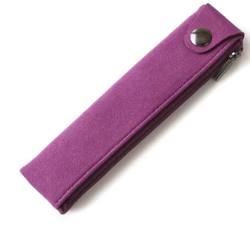 斯莫尔（SIMOER）SL-9005笔袋简约大容量钢笔袋紫 复古超纤皮收纳袋学生办公商务笔盒文具袋
