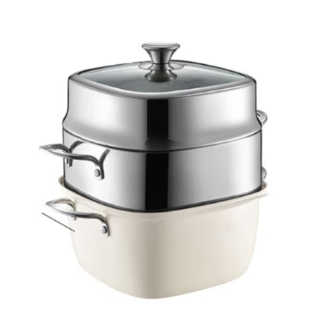 苏泊尔方形蒸锅304不锈钢巧易取双层蒸煮多用大容量锅燃气电磁炉通用