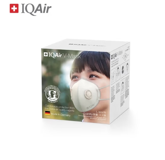 IQAir Mask KN95口罩去除PM2.5雾霾带呼吸阀三只装 L成人款 成人L码 三只装