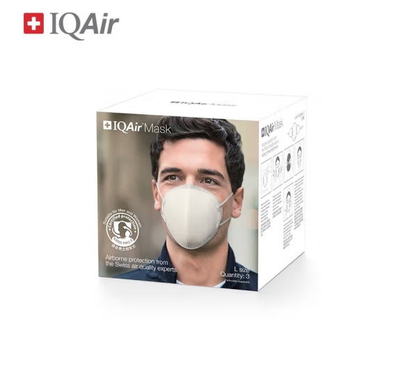 IQAir Mask KN95口罩去除PM2.5雾霾无呼吸阀 成人L码 白色 三只装