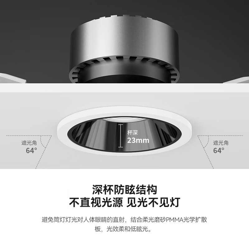 霍尼韦尔（Honeywell）理想光系列护眼筒灯嵌入式LED灯全光谱高显色无主灯吊顶天花灯 12W筒灯 色温4000K