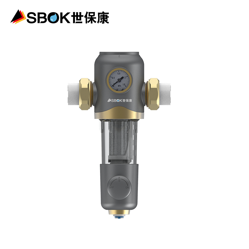 世保康世保康前置过滤器SQF-HJ-2不锈钢滤网前置双面刮洗标配PPR接口带压力显示过滤水设备