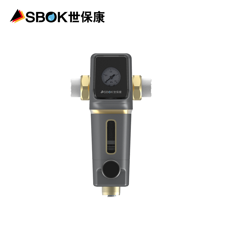世保康世保康前置过滤器SQF-HJ-3双面魔刮不绣钢滤网有压力表显示PPR接口