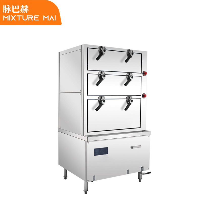 脉巴赫商用豪华型三门 30KW/380v 海鲜电蒸柜蒸饭车 大型智能蒸煮柜酒店餐饮设备MBH-YCDC-SMHXZGJJ