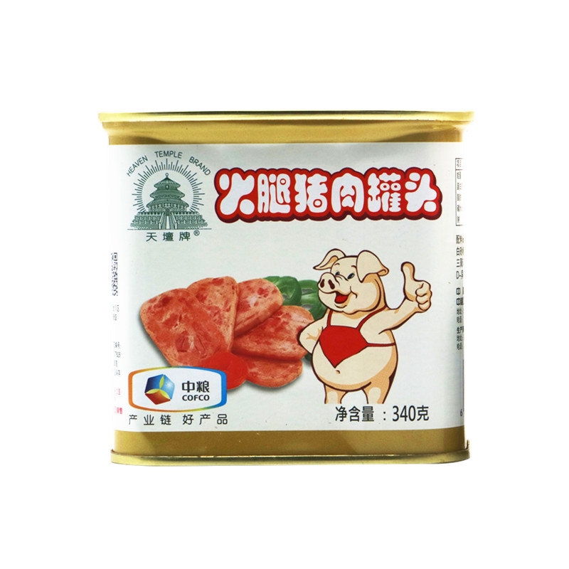 天坛火腿午餐肉猪肉罐头340g烧烤火锅食材搭档露营款中粮出品
