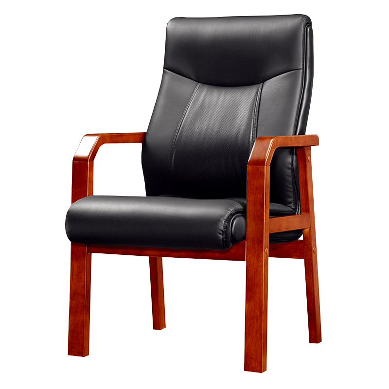 悦山 办公会议椅培训椅接待实木扶手会客椅 西皮 640*630*1120mm