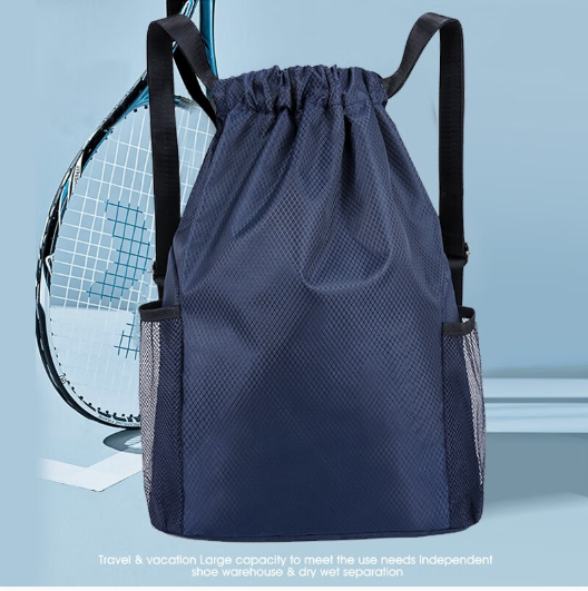 酷奇袋鼠 束口袋双肩抽绳logo收纳包轻便健身篮球培训赛事广告运动背包定制 TBD01藏青