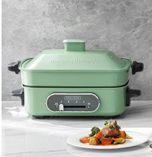摩飞电器（Morphyrichards）多功能锅 家用多用途锅电火锅电煮锅电蒸锅电热锅 2.5升不沾料理锅火锅锅MR9088绿