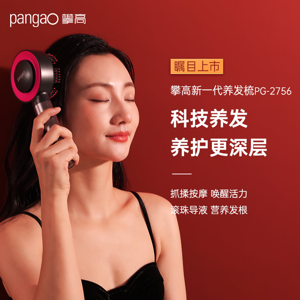 攀高/PANGAO PG-2756 头皮按摩梳升级红光养发健发梳头部护理 台