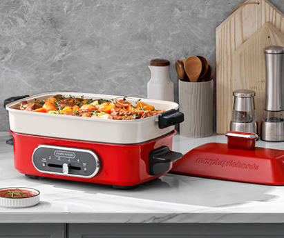 摩飞电器（Morphyrichards）多功能锅 家用多用途锅电火锅电煮锅电蒸锅电热锅 2.5升不沾料理锅火锅锅MR9088红