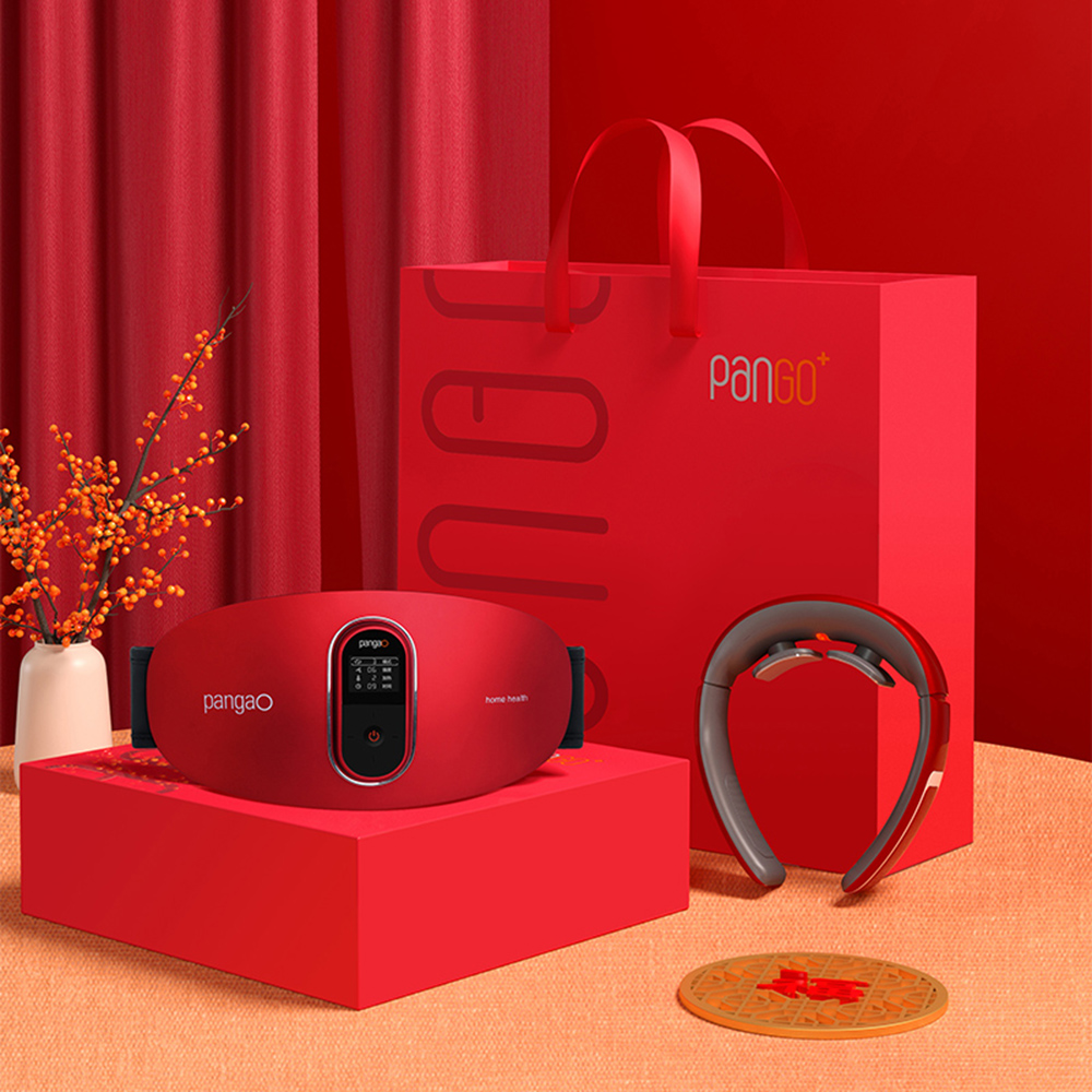 攀高/PANGAO PG-2645RL+P7 智能腰腹部按摩仪+颈椎按摩仪礼盒套装 中国红 台
