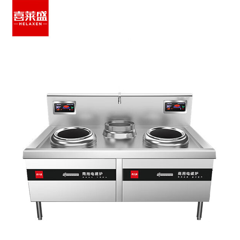 喜莱盛 XLS-XCL15SDDG2 食堂大功率电炒炉电磁灶台15KW双头单尾小炒炉工程款  1台