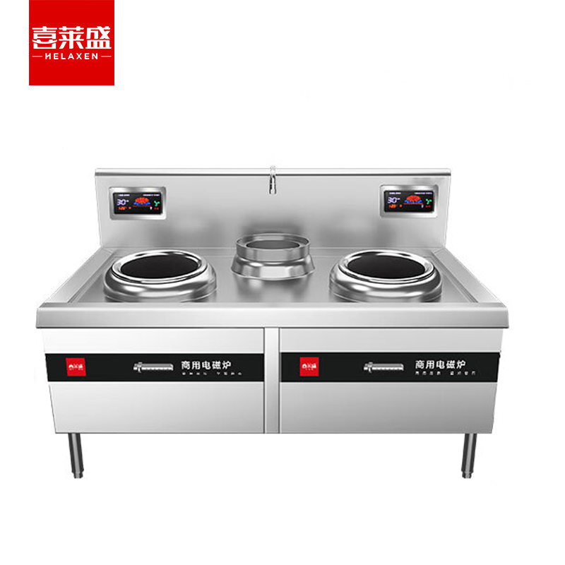 喜莱盛 XLS-XCL15SDDG 食堂大功率电炒炉电磁灶台15KW双头单尾小炒炉工程款 1台