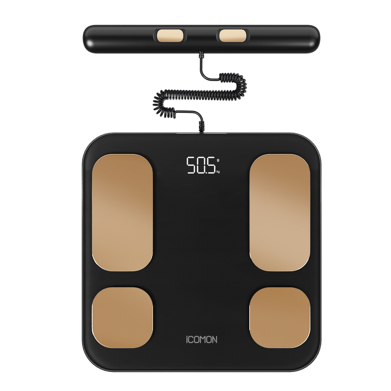 沃莱（ICOMON）八电极智能体脂体重秤 健身房专用电子秤人体减肥健身健康监测测量仪 黑色【大屏幕-健身营养私教年卡】