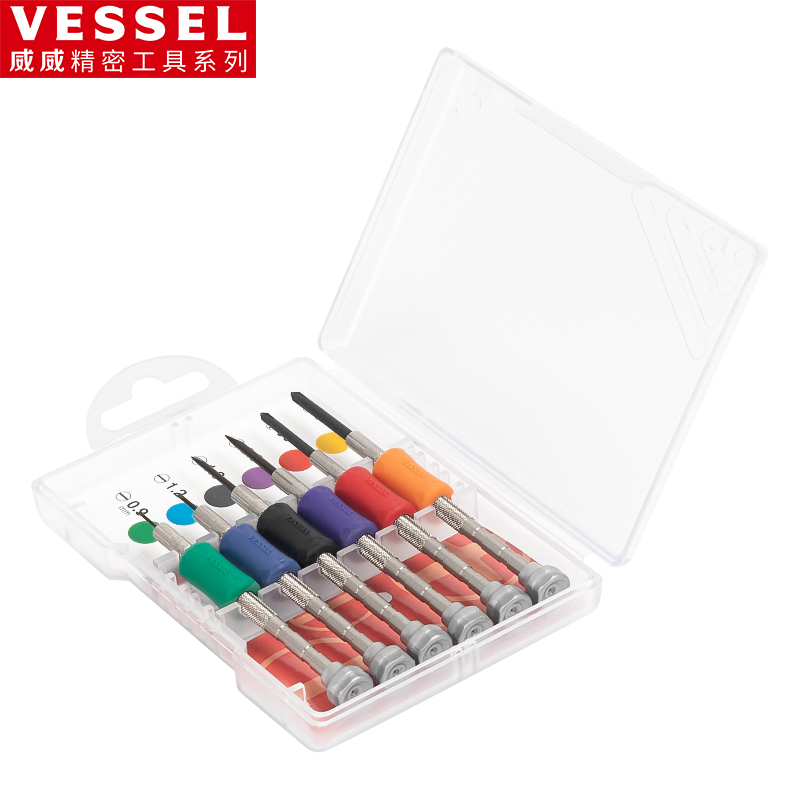 威威(VESSEL) TD-56 精密螺丝刀套装 一字 十字 (-0.9/1.2/1.8/2.3/+00/0)