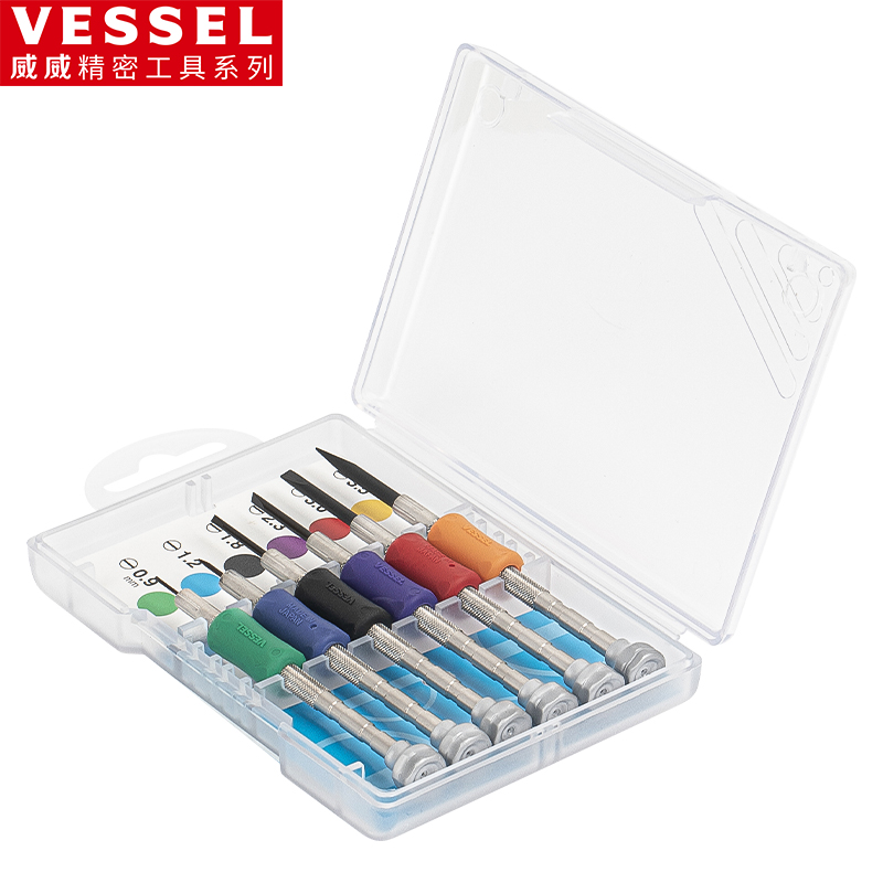 威威(VESSEL) TD-55 精密螺丝刀套装 一字 (-0.9/1.2/1.8/2.3/3.0/3.5)