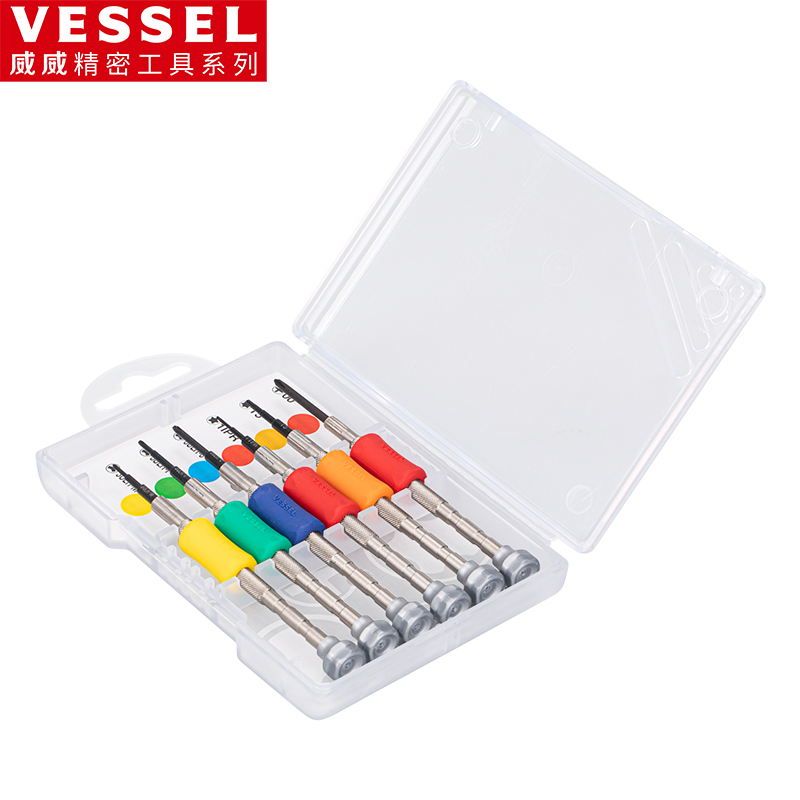 威威(VESSEL) TD-56Y 精密螺丝刀套装 +00 梅花T5 1IPR(五角梅花) 3ULR-M(Y型0.5) 3ULR-F (Y型0.9) 3ULR-0(Y型1.1)