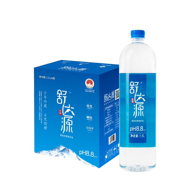 舒达源 天然苏打水1.5L*6瓶 无糖无气弱碱性 高端饮用水整箱大瓶家庭装