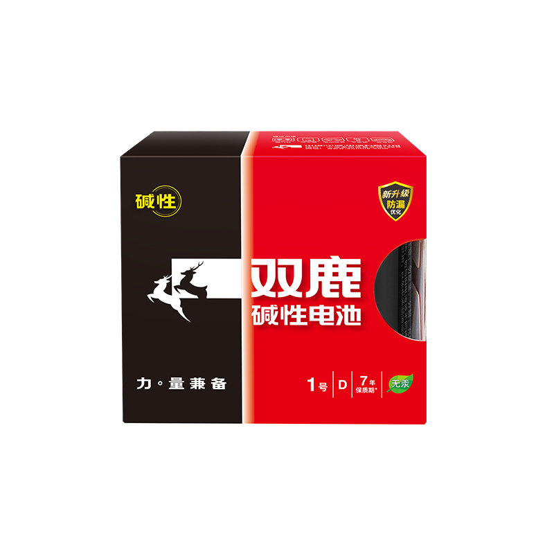 双鹿 1号碱性电池2粒盒装 适用于热水器/煤气燃气灶/手电筒/电子琴/收音机 LR20/D型 2粒盒装 