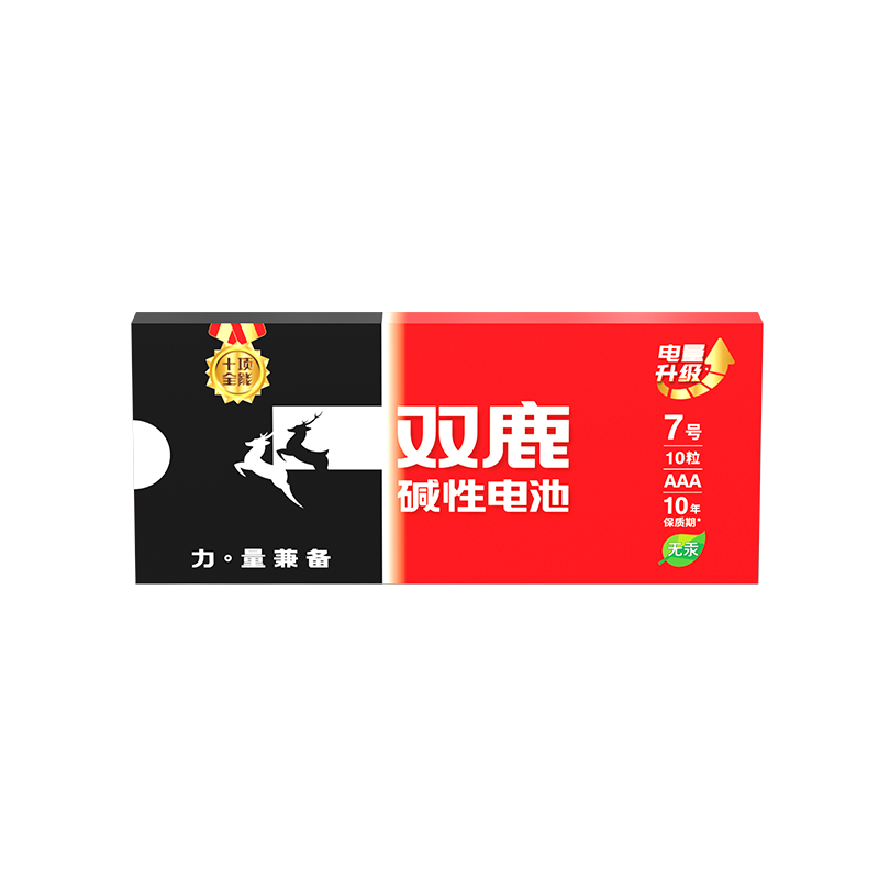 双鹿 7号电池10粒 七号碱性 适用于体温计/遥控器/鼠标键盘/电子秤/血氧仪/耳温枪等 LR03/AAA 