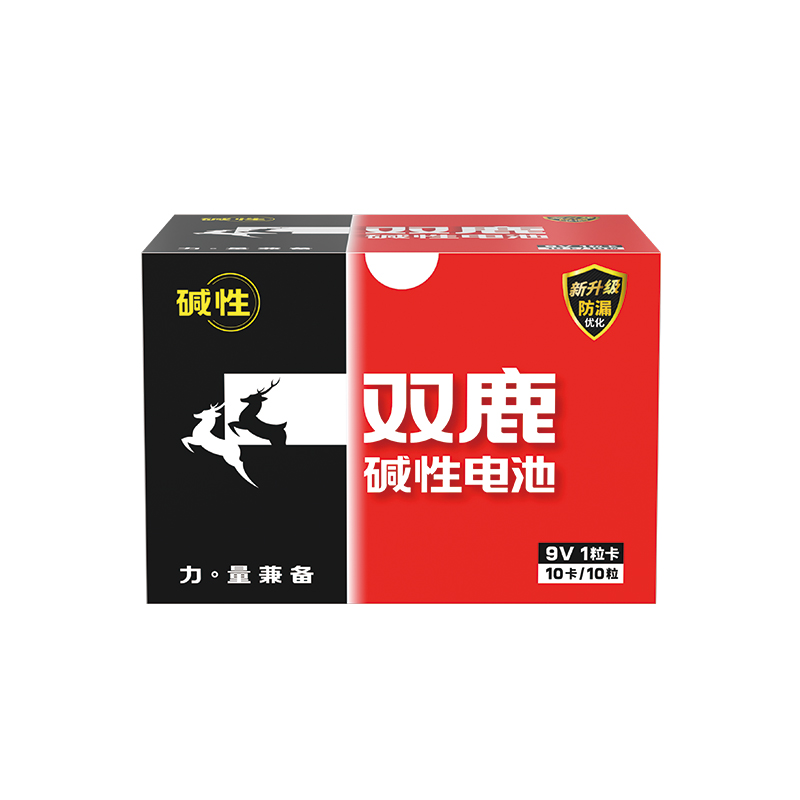  双鹿 9V碱性电池10粒卡/盒 适用于仪器仪表/万用表/话筒/麦克风/对讲机/报警器 6LR61/叠层电池 