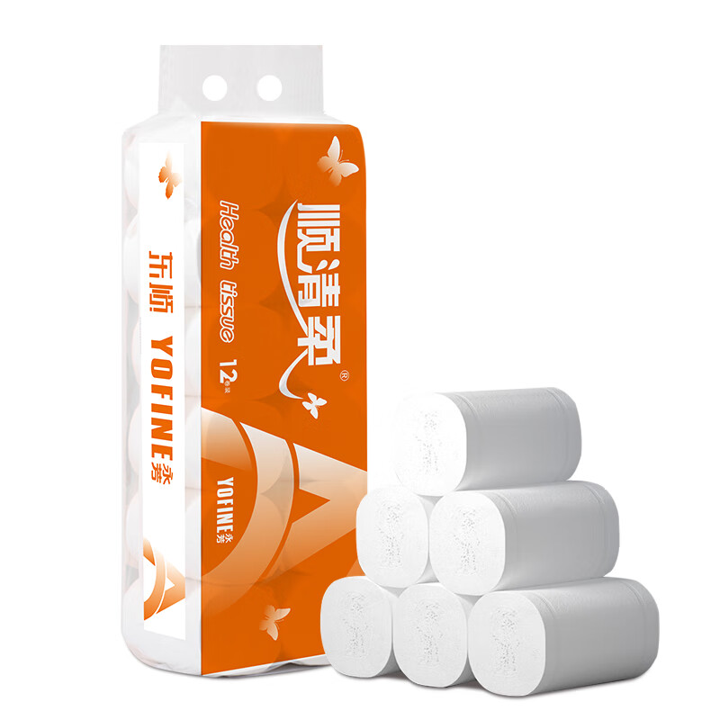 顺清柔无芯卷纸国际版5层250g*12卷 加厚长条卫生纸（3kg/提）