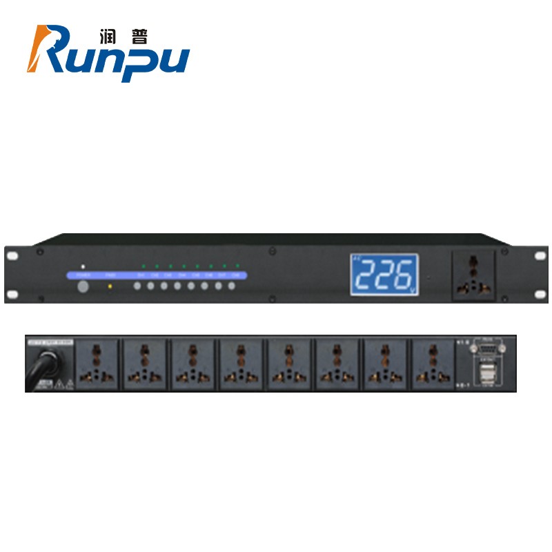 润普Runpu音视频会议电源时序器8路带232串口级联面板单通道RP-ZK08