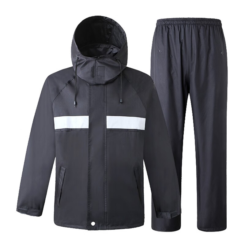 鑫佰隆 反光雨衣套装 交通执勤环卫施工可定制印字 黑色XXL码BL-Y202