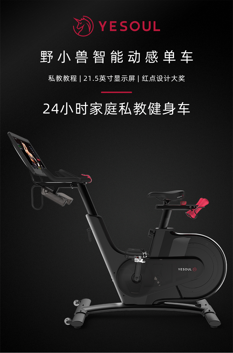 野小兽商用健身房用智能动感单车家用静音磁控运动健身车V1PLUS 黑色