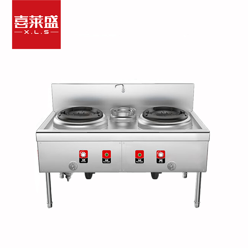 喜莱盛广式猛火灶商用燃油灶台双炒一温1.0mm面板食堂天然气猛火灶铸钢炉膛燃油款双炒一温