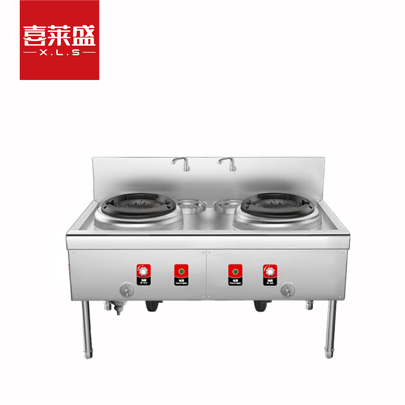 喜莱盛广式猛火灶商用燃油灶台双炒双温 1.0mm面板 食堂天然气猛火灶铸钢膛燃油款双炒双温
