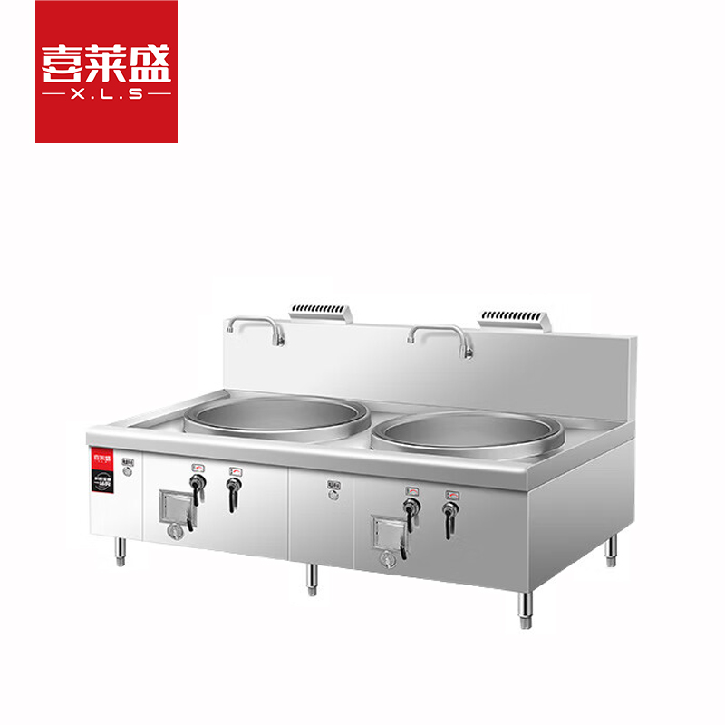喜莱盛商用燃气灶大锅灶猛火灶带熄火保护0.8米双头 食堂煤气灶液化气灶台1.0mm厚面板