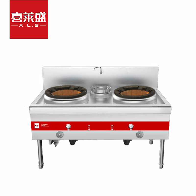 喜莱盛广式猛火灶商用燃油灶台双炒一温1.0mm面板天然气液化气猛火灶耐火砖炉膛燃油款